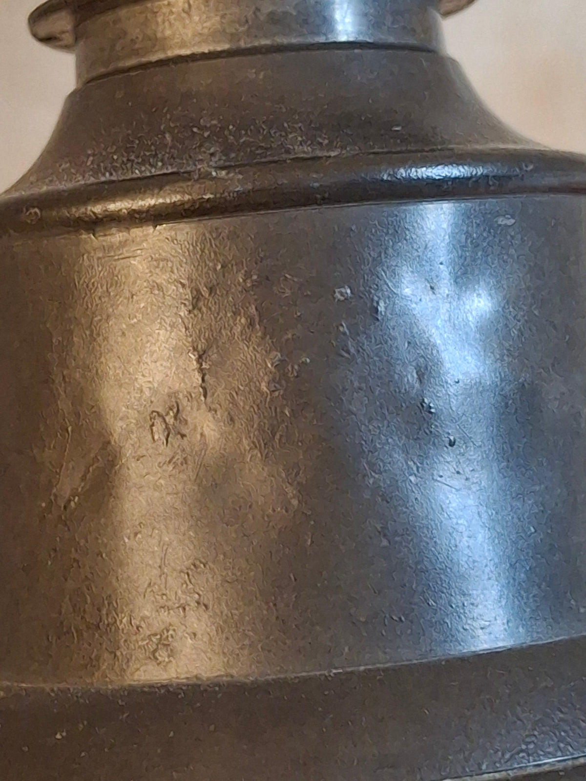 Antique 1840s Pewter Bell Finger Lamp Double Tube Camphene Whale Oil Burner 4.5"