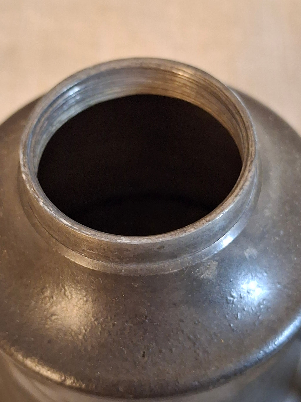 Antique 1840s Pewter Bell Finger Lamp Double Tube Camphene Whale Oil Burner 4.5"