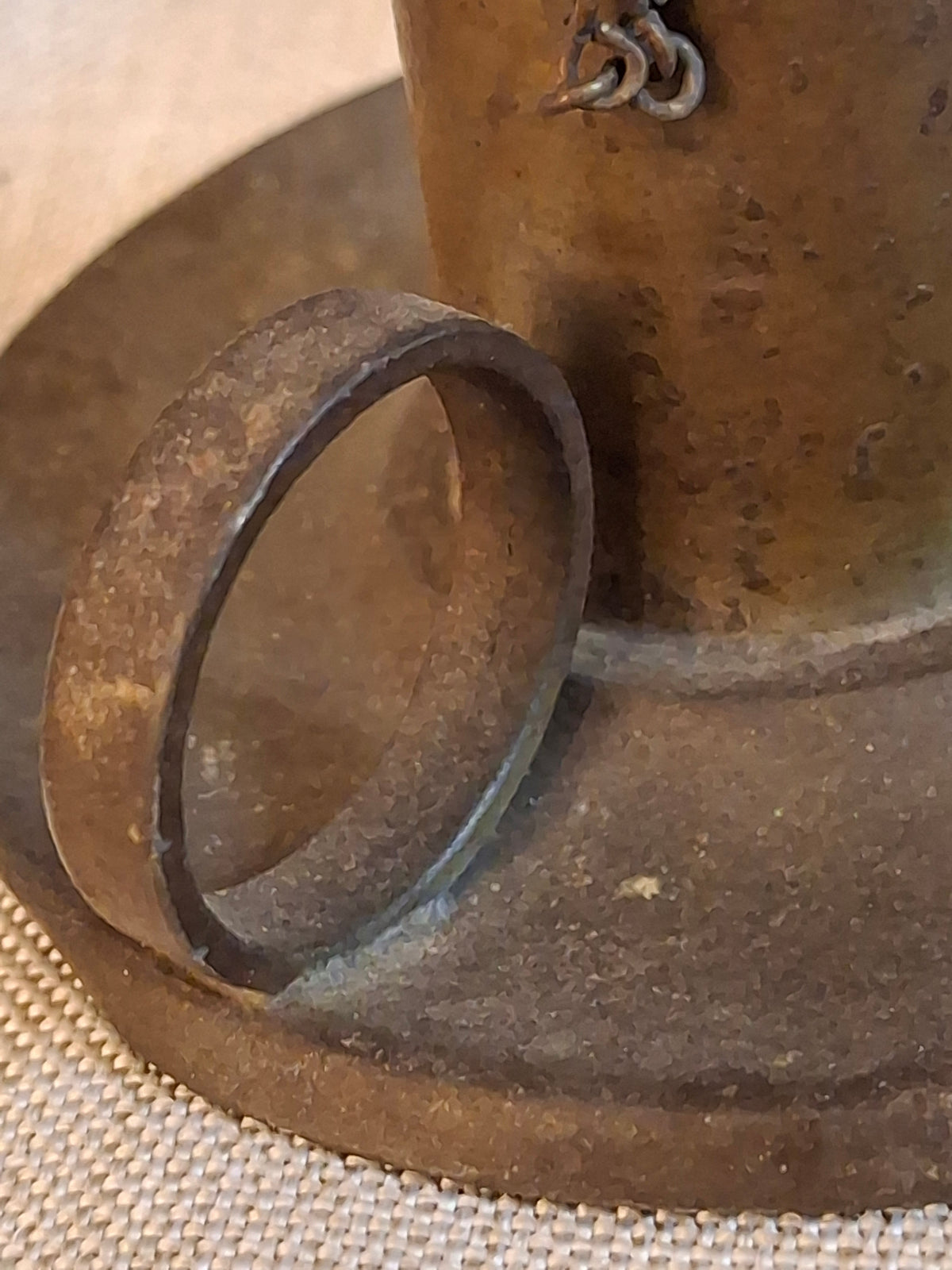 Antique Pewter Miniature Whale Oil Finger Lamp Snuffer Cap Chain Mold 33 c 1840