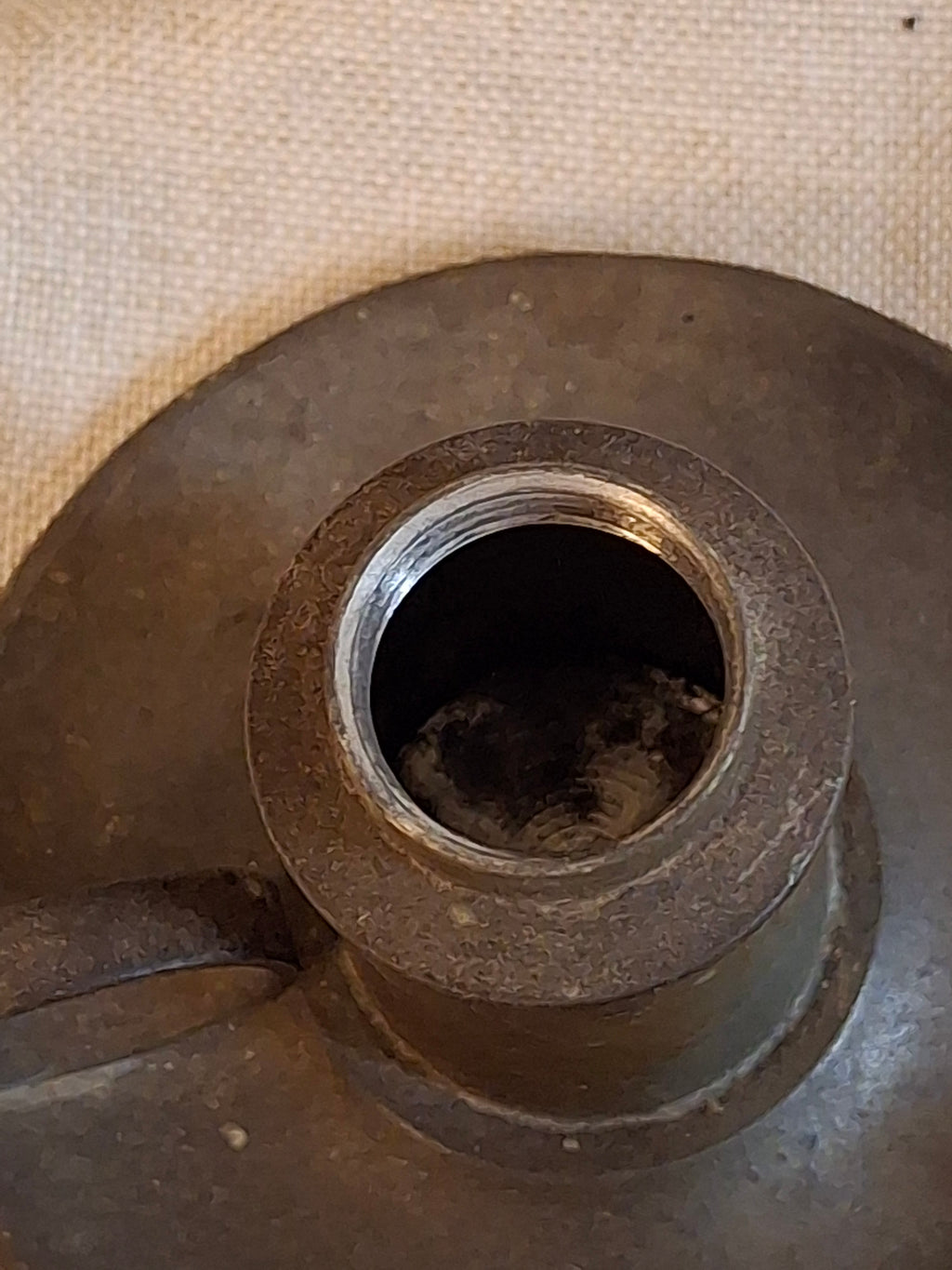 Antique Pewter Miniature Whale Oil Finger Lamp Snuffer Cap Chain Mold 33 c 1840