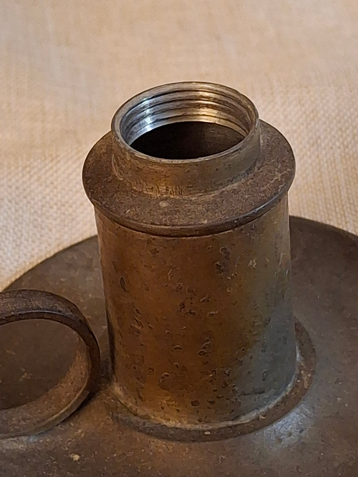 Antique Pewter Miniature Whale Oil Finger Lamp Snuffer Cap Chain Mold 33 c 1840