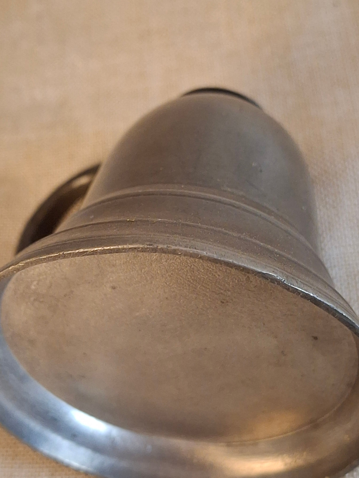 Antique Pewter Bell Whale Oil Lamp Double Tube Burner Scroll Handle c. 1830s
