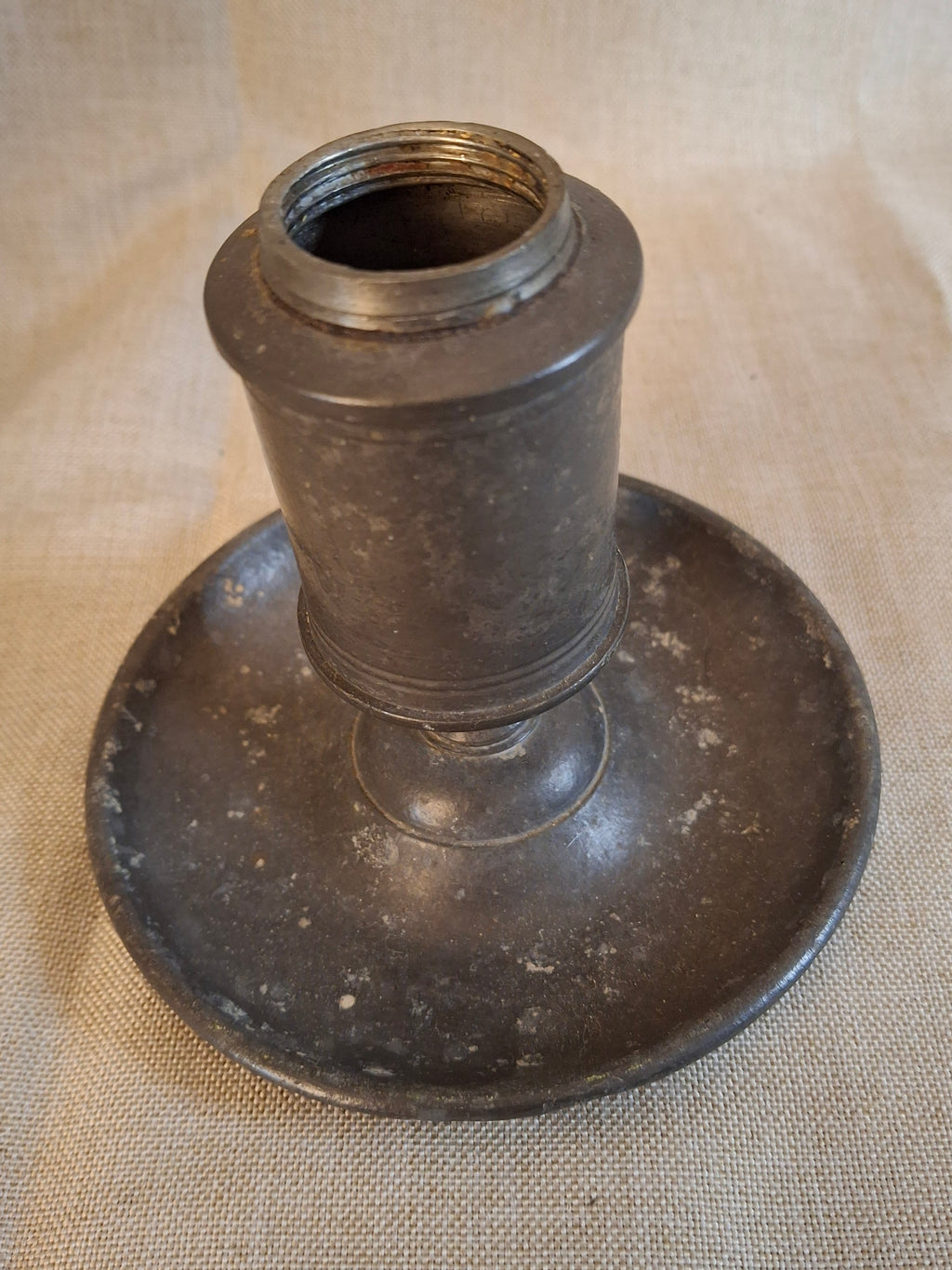 Antique Pewter Whale Oil Lamp Lot (3) - Double Bullseye Lens Stand & Chamber Lamps for Restoration