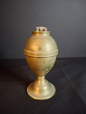 Antique 1840s Spun Brass Standalone Fat or Lard / Burning Fluid Lamp Flat Wick Burner