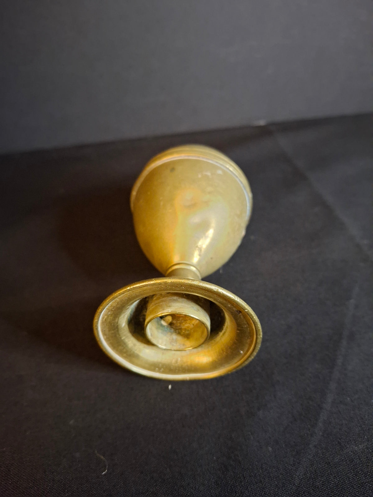 Antique 1840s Spun Brass Standalone Fat or Lard / Burning Fluid Lamp Flat Wick Burner