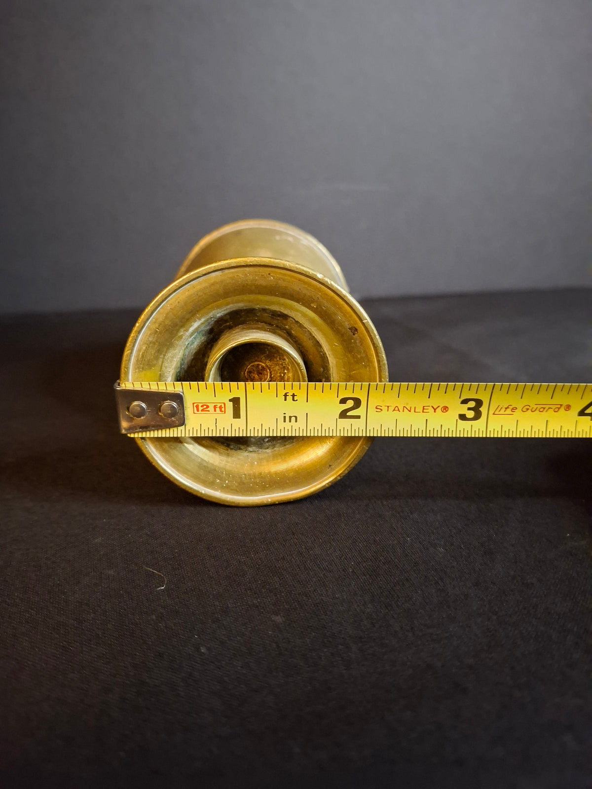 Antique 1840s Spun Brass Standalone Fat or Lard / Burning Fluid Lamp Flat Wick Burner