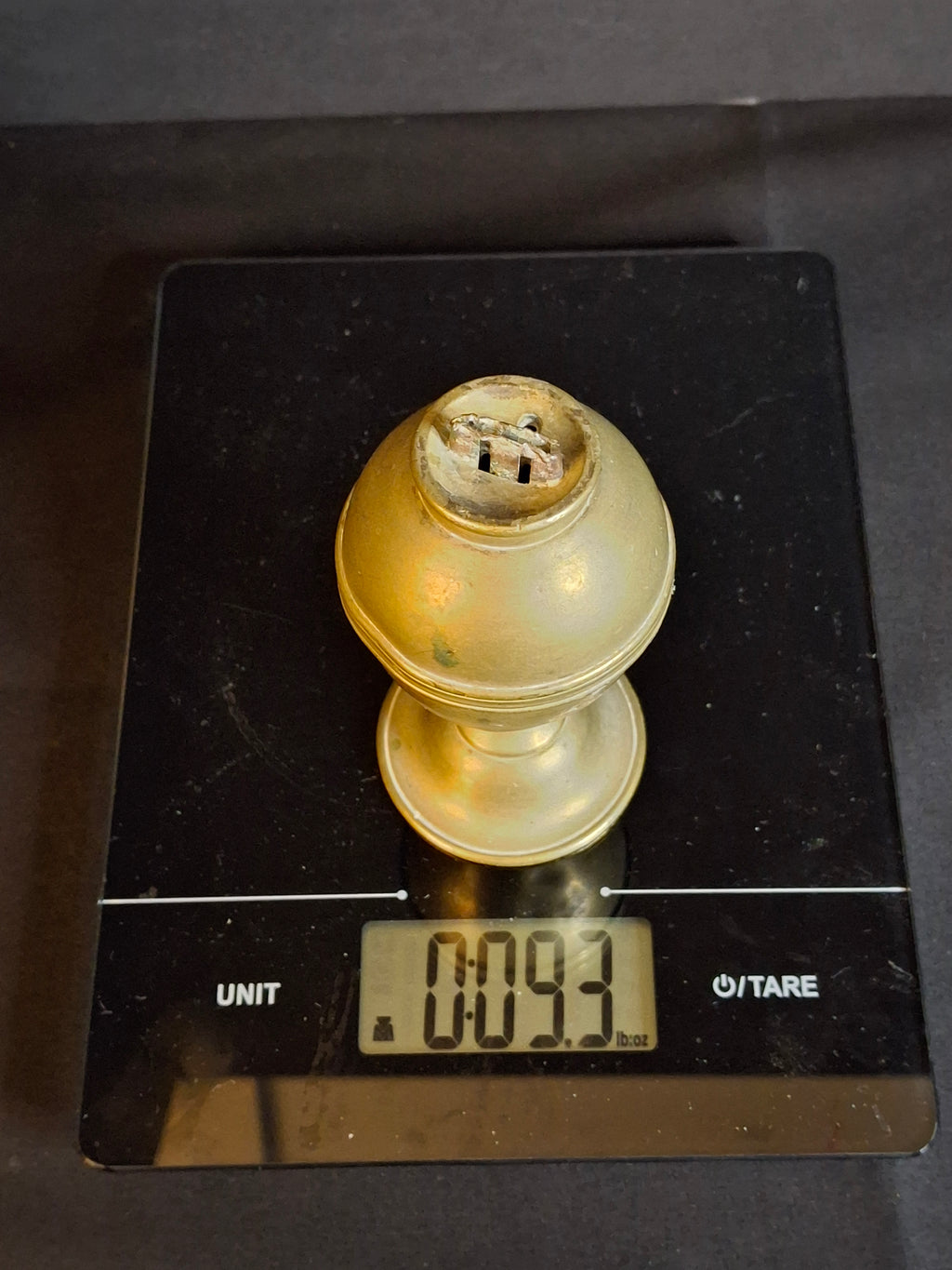 Antique 1840s Spun Brass Standalone Fat or Lard / Burning Fluid Lamp Flat Wick Burner