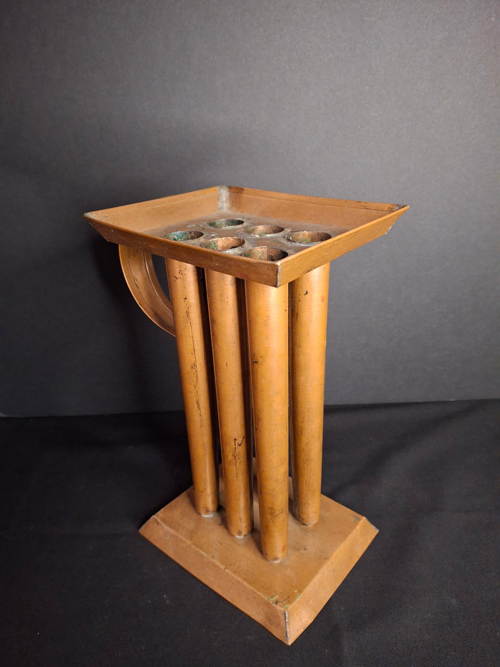 RARE Antique 19th Century Copper 6 Tube Candle Mold Sheet Metal Primitive Americana