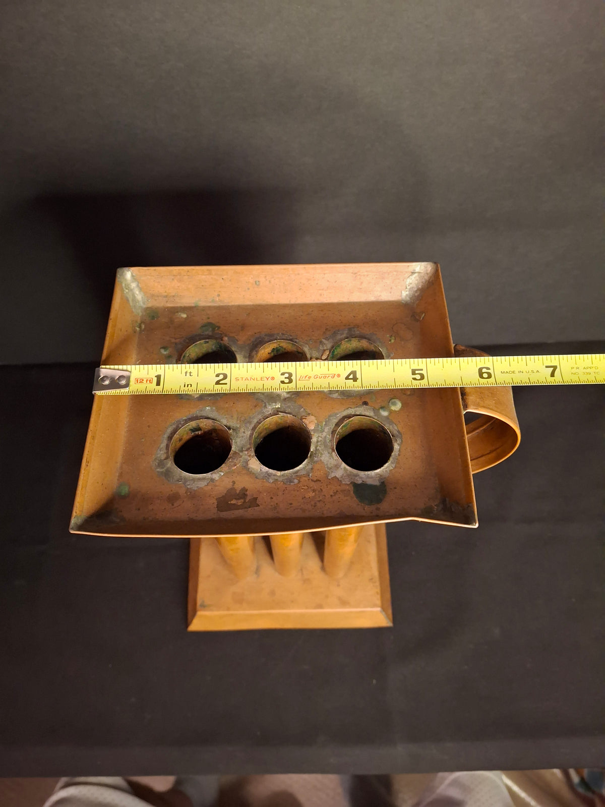 RARE Antique 19th Century Copper 6 Tube Candle Mold Sheet Metal Primitive Americana