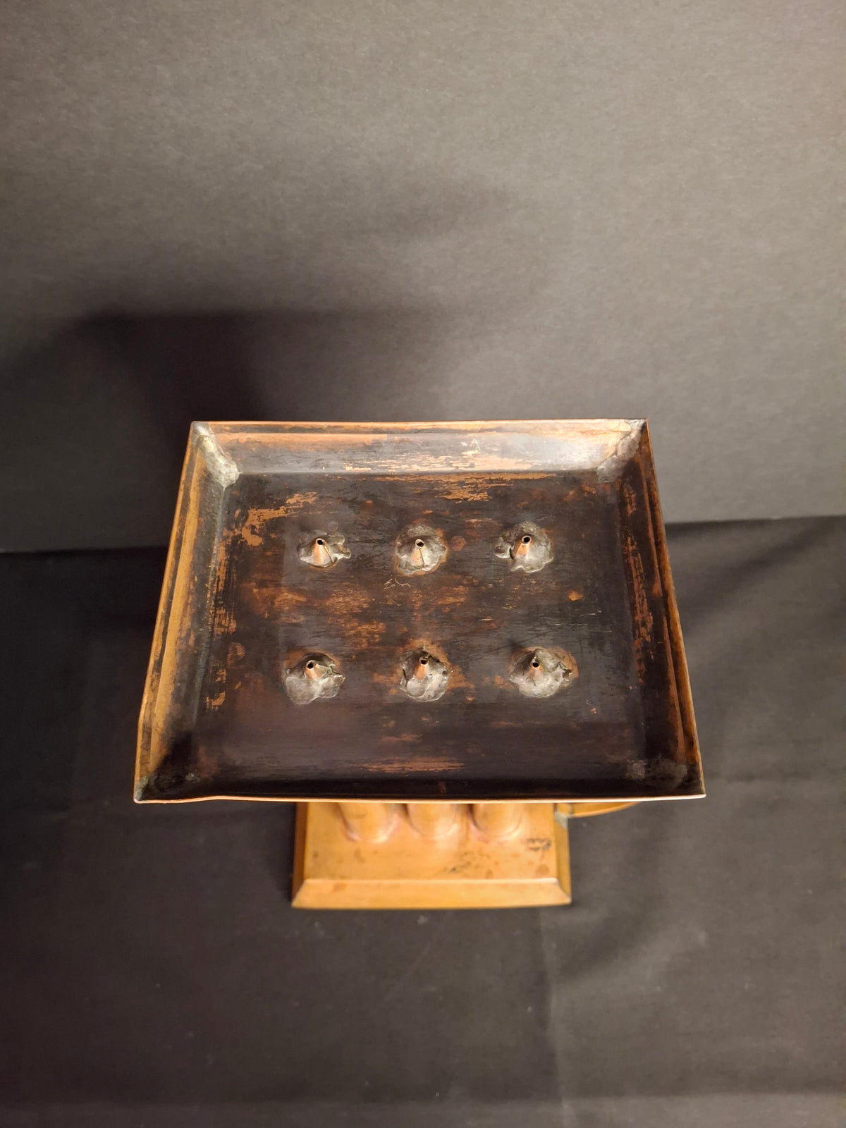 RARE Antique 19th Century Copper 6 Tube Candle Mold Sheet Metal Primitive Americana