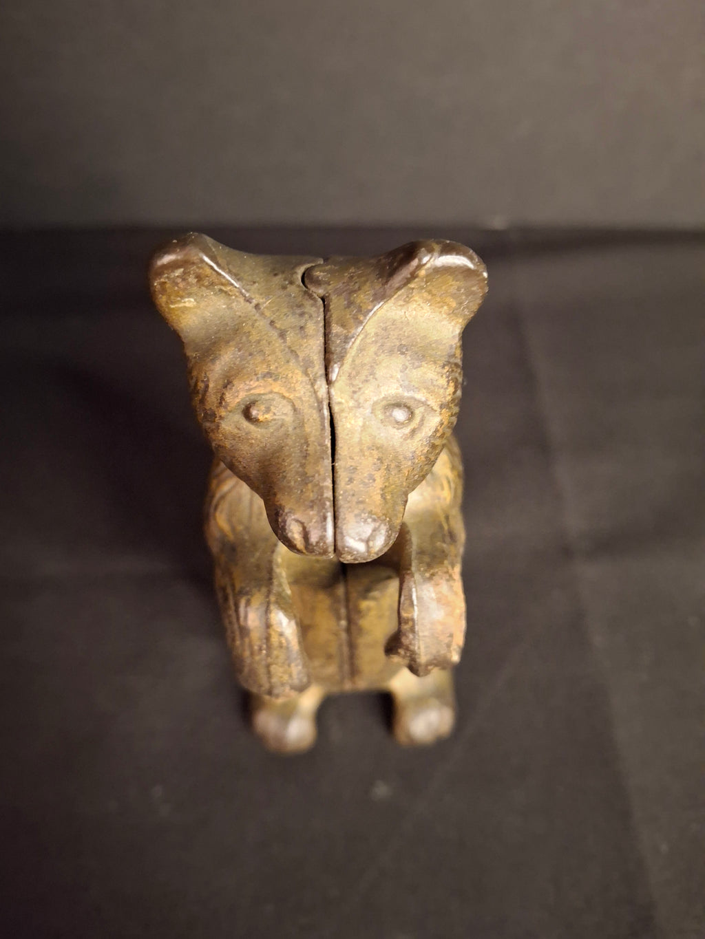 Antique AC Williams Cast Iron Begging Bear Still Bank Gold Wash Finish c. 1910s