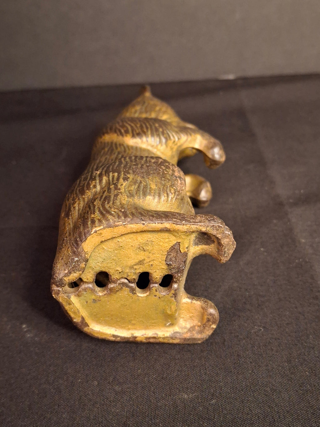 Antique AC Williams Cast Iron Begging Bear Still Bank Gold Wash Finish c. 1910s
