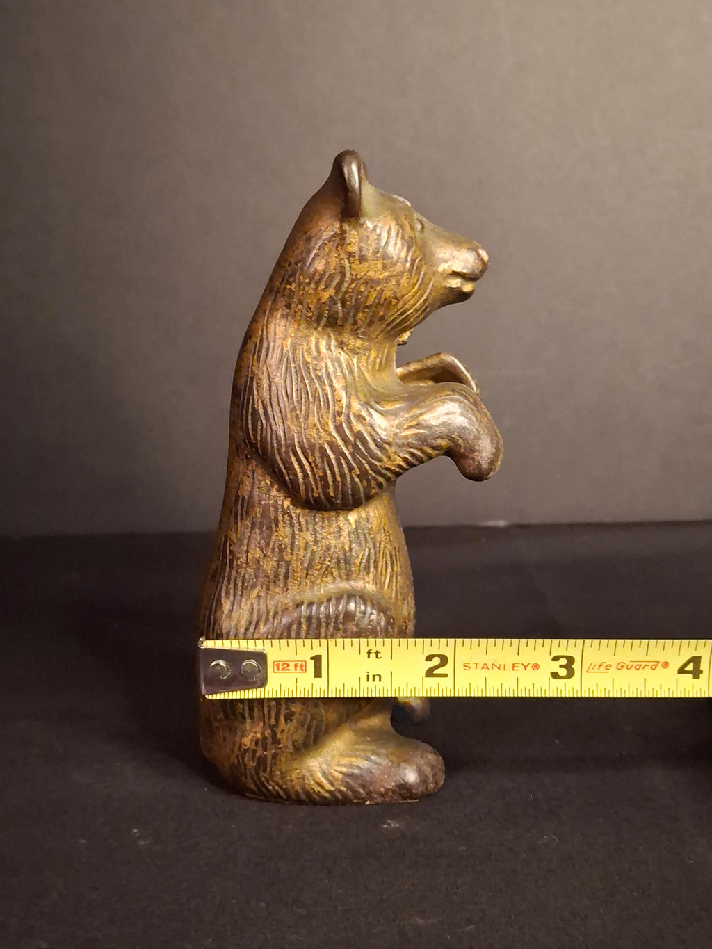 Antique AC Williams Cast Iron Begging Bear Still Bank Gold Wash Finish c. 1910s