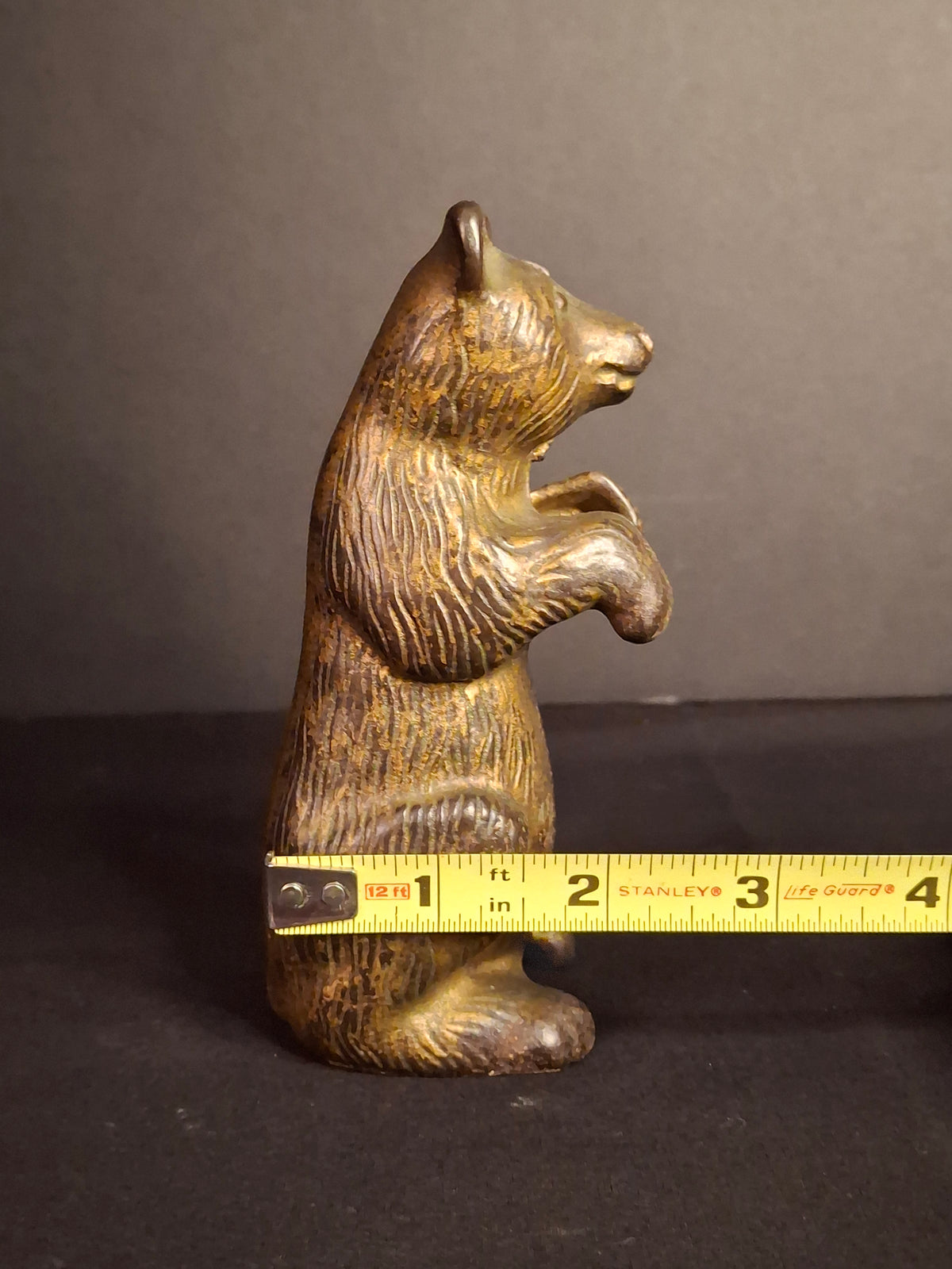 Antique AC Williams Cast Iron Begging Bear Still Bank Gold Wash Finish c. 1910s