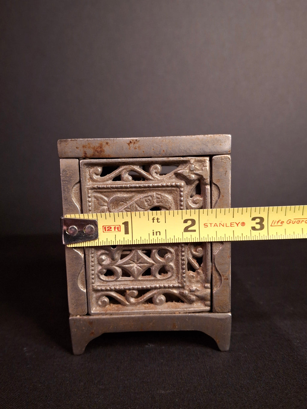 Antique Kenton Cast Iron Nickel Safe Still Bank Pat June 1896 Nickel Plated