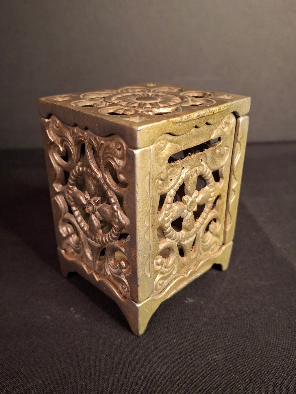 Antique Kenton Cast Iron Nickel Safe Still Bank Pat June 1896 Nickel Plated