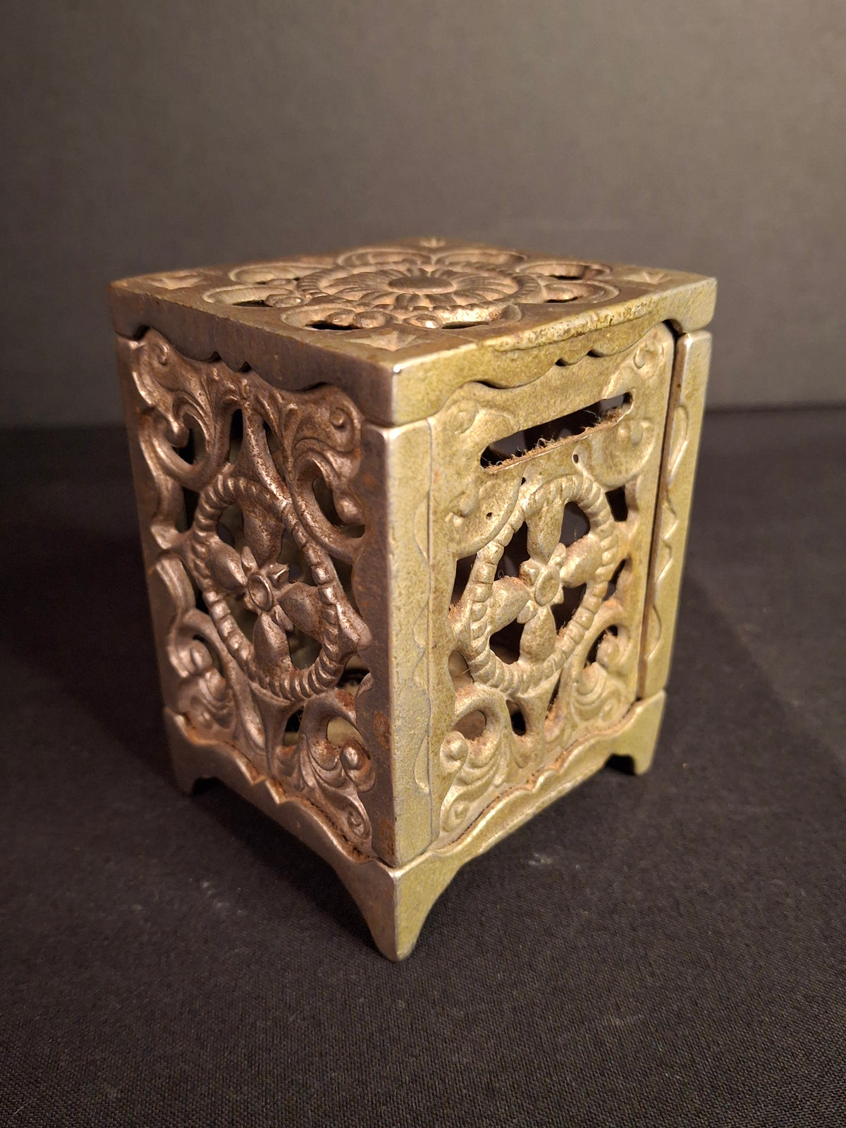 Antique Kenton Cast Iron Nickel Safe Still Bank Pat June 1896 Nickel Plated
