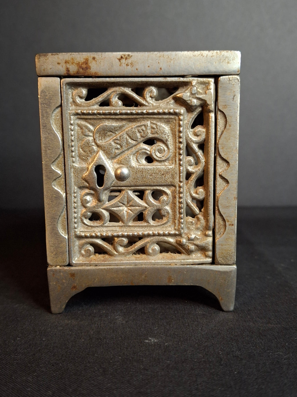 Antique Kenton Cast Iron Nickel Safe Still Bank Pat June 1896 Nickel Plated
