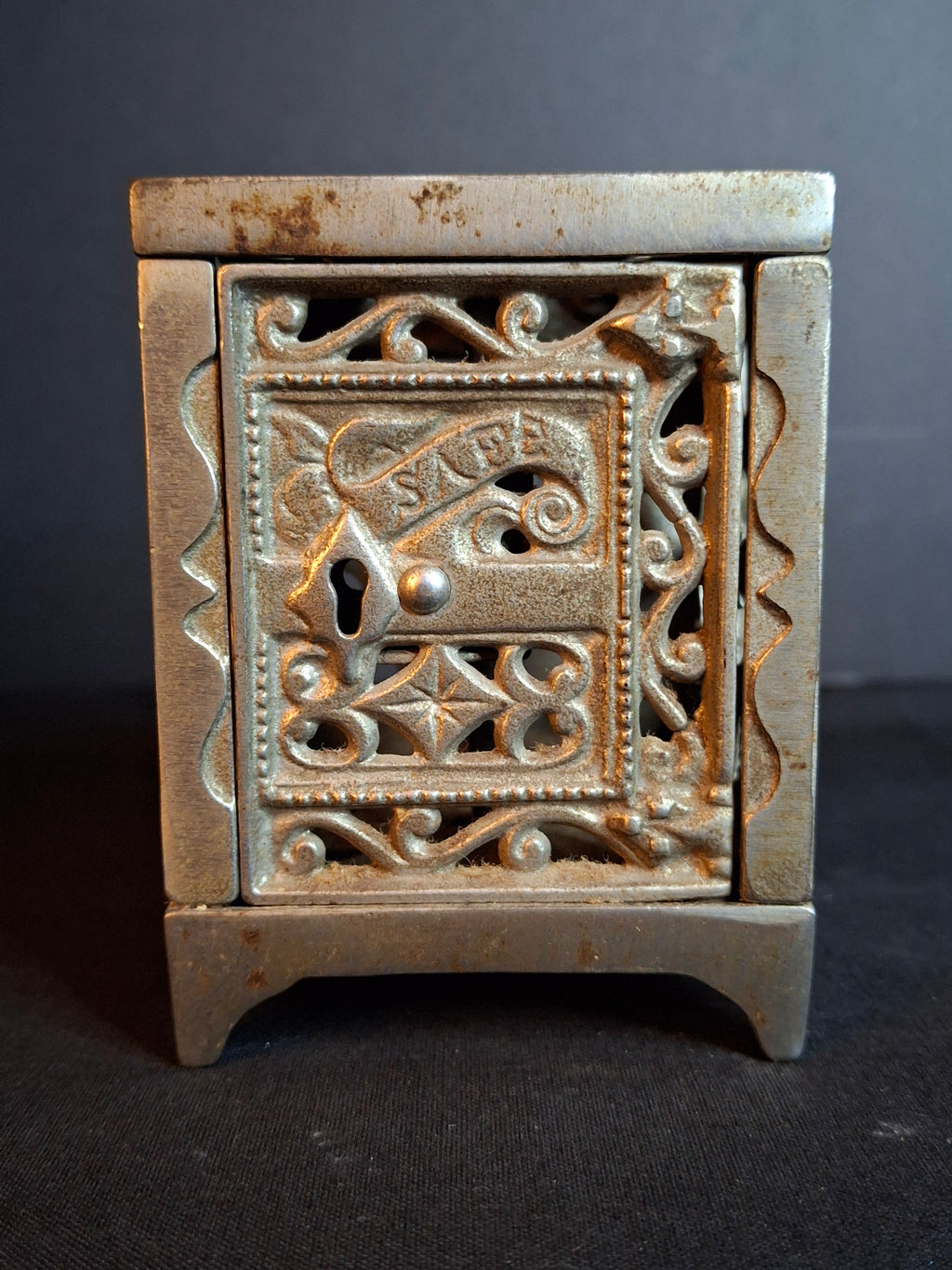 Antique Kenton Cast Iron Nickel Safe Still Bank Pat June 1896 Nickel Plated