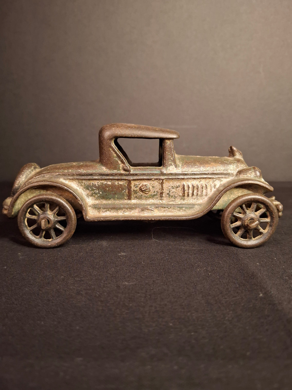 Antique AC Williams Cast Iron Coupe Roadster Car 6" Green Paint Mold 6 Vintage