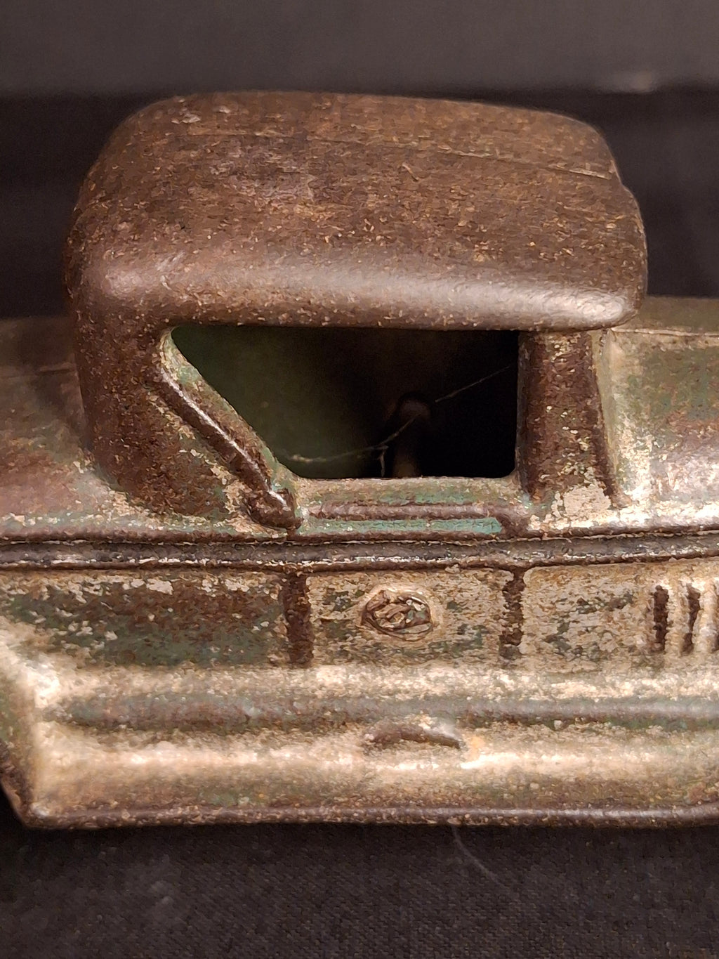 Antique AC Williams Cast Iron Coupe Roadster Car 6" Green Paint Mold 6 Vintage