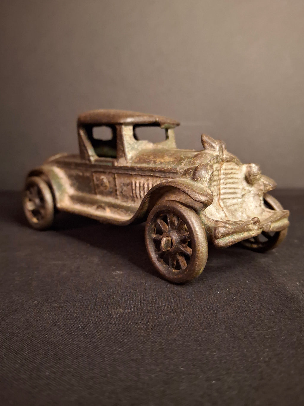 Antique AC Williams Cast Iron Coupe Roadster Car 6" Green Paint Mold 6 Vintage