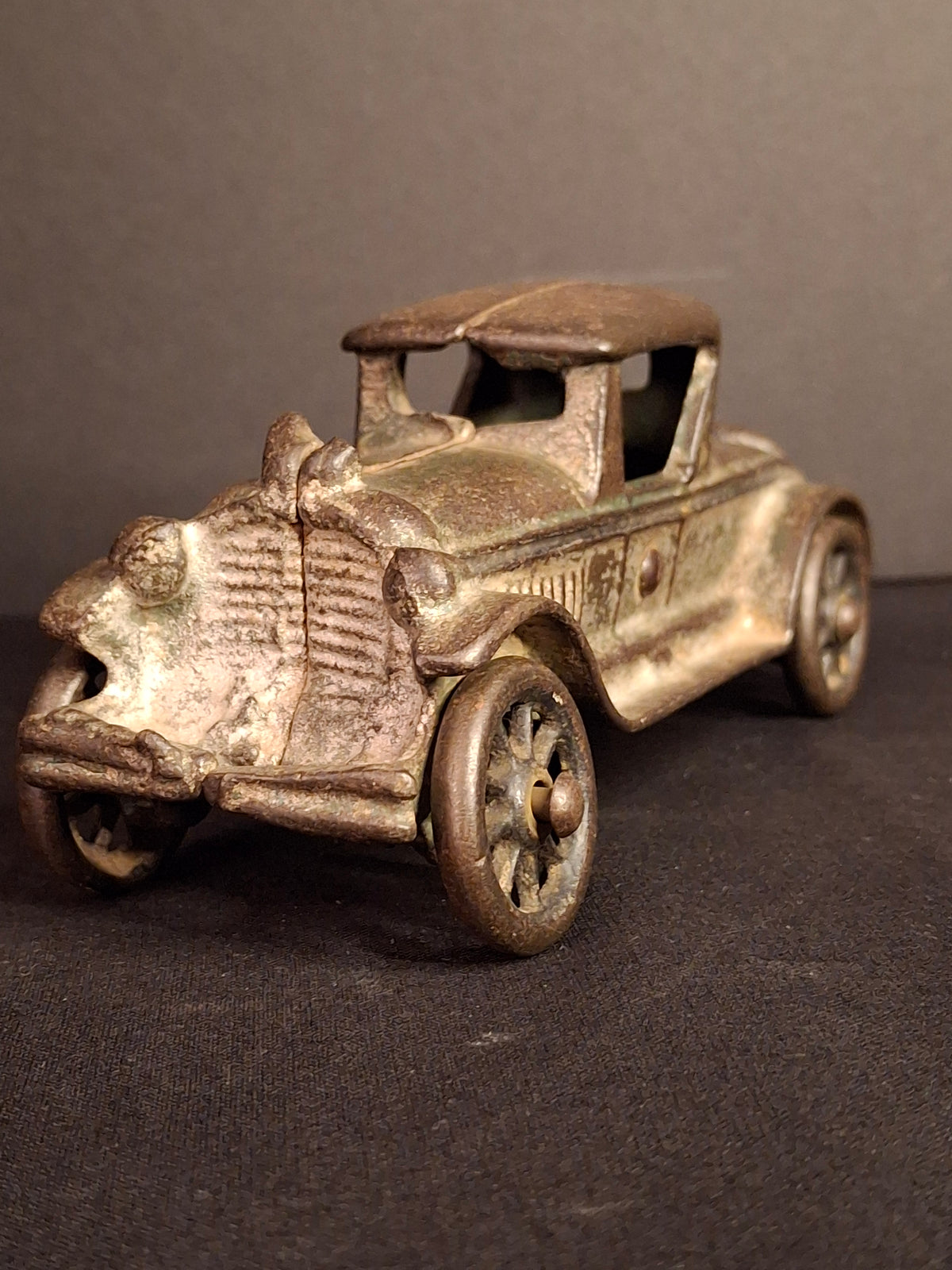 Antique AC Williams Cast Iron Coupe Roadster Car 6" Green Paint Mold 6 Vintage