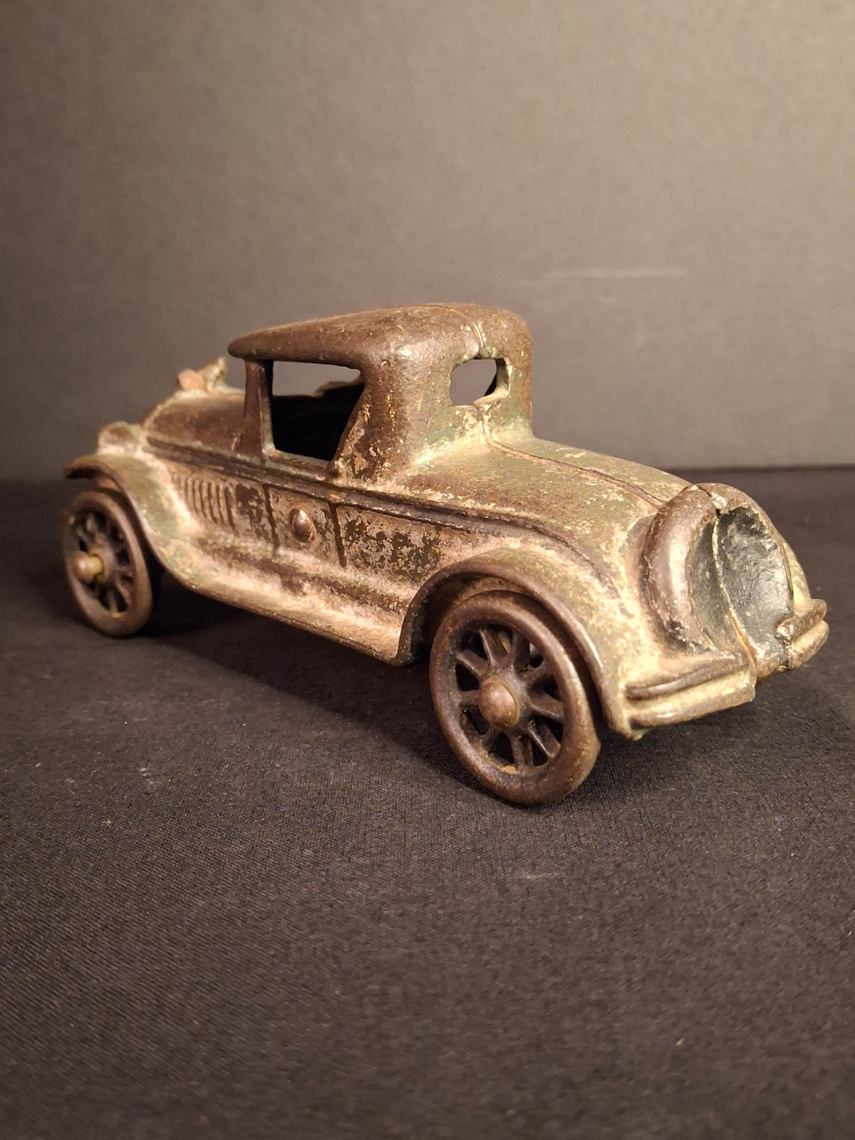 Antique AC Williams Cast Iron Coupe Roadster Car 6" Green Paint Mold 6 Vintage