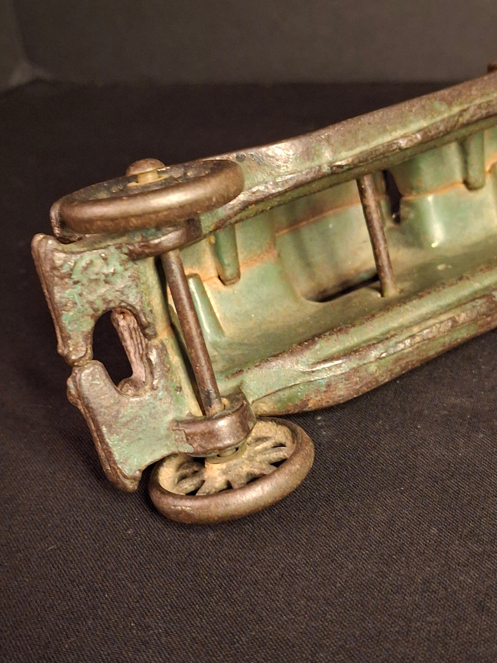 Antique AC Williams Cast Iron Coupe Roadster Car 6" Green Paint Mold 6 Vintage