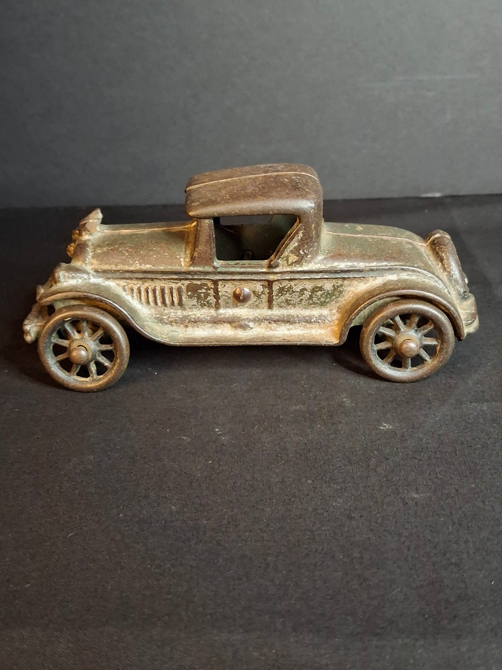 Antique AC Williams Cast Iron Coupe Roadster Car 6" Green Paint Mold 6 Vintage