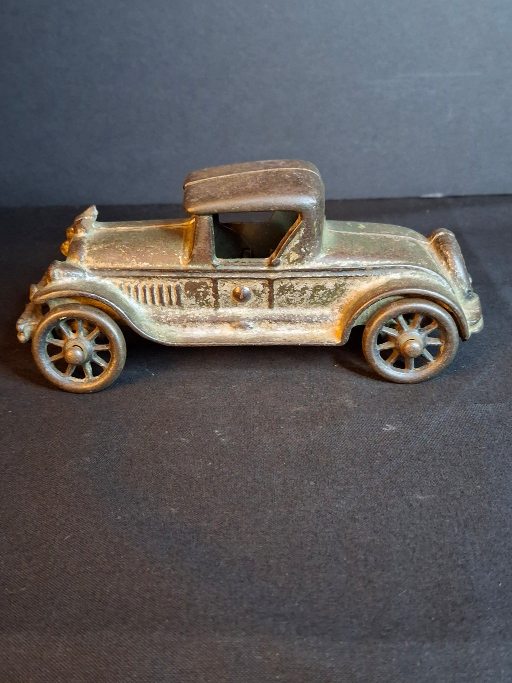Antique AC Williams Cast Iron Coupe Roadster Car 6" Green Paint Mold 6 Vintage