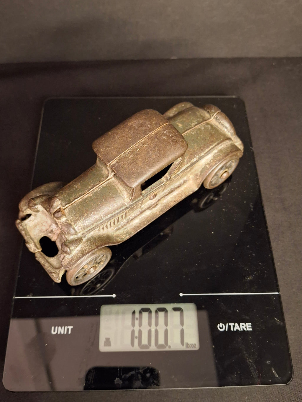 Antique AC Williams Cast Iron Coupe Roadster Car 6" Green Paint Mold 6 Vintage