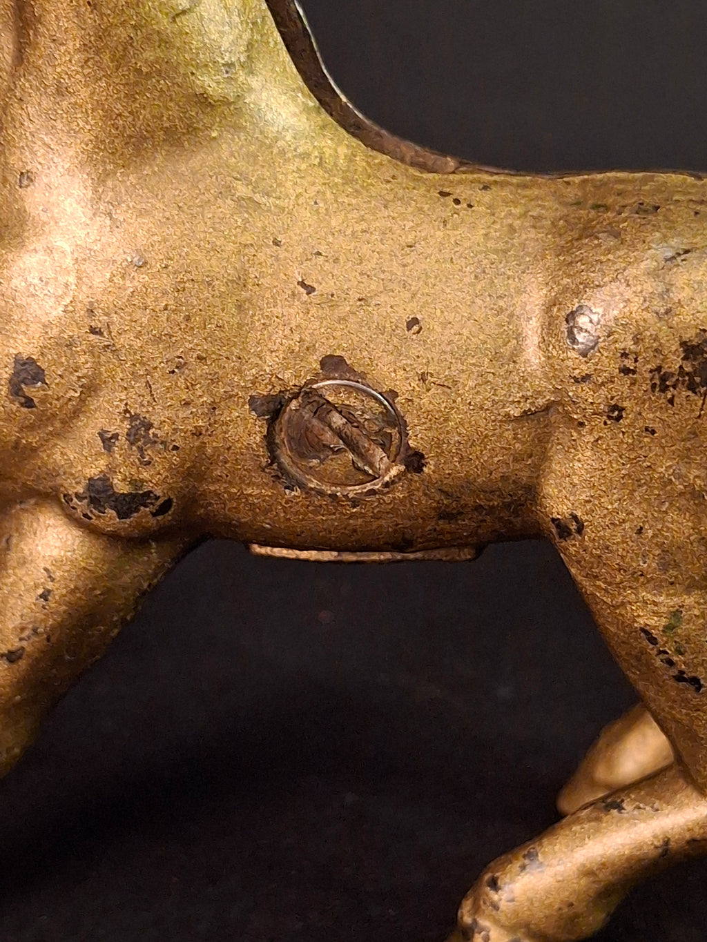 Antique AC Williams Cast Iron Prancing Horse Still Bank Gold Finish c. 1910s