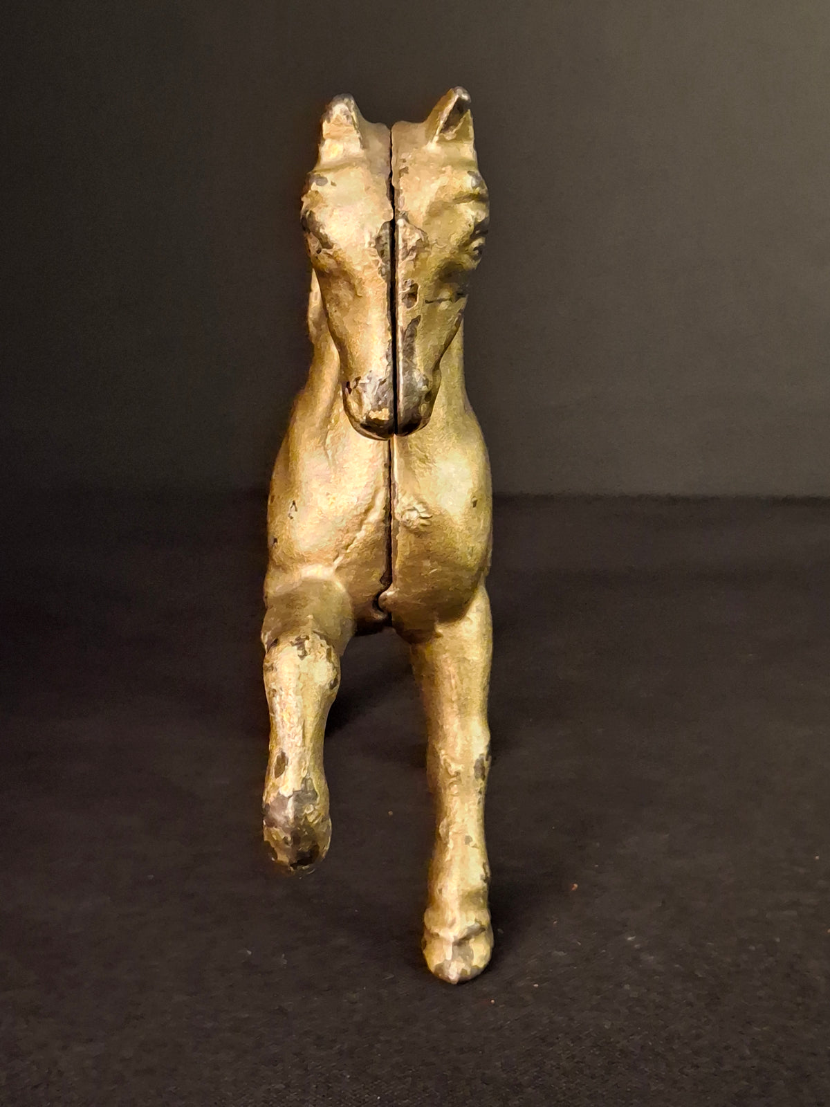 Antique AC Williams Cast Iron Prancing Horse Still Bank Gold Finish c. 1910s