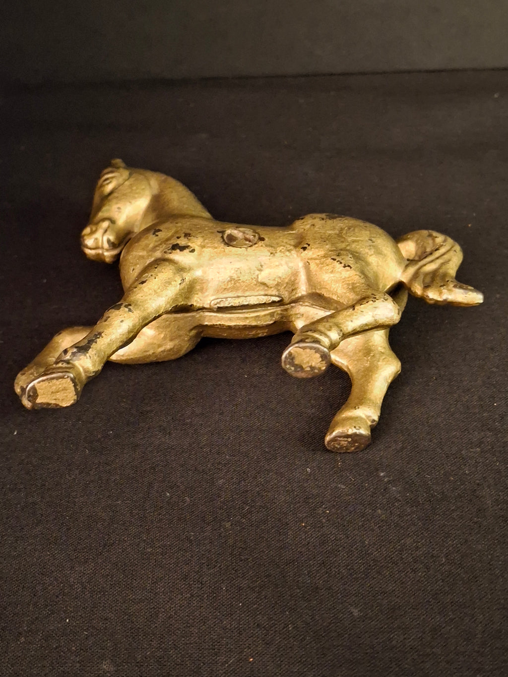 Antique AC Williams Cast Iron Prancing Horse Still Bank Gold Finish c. 1910s
