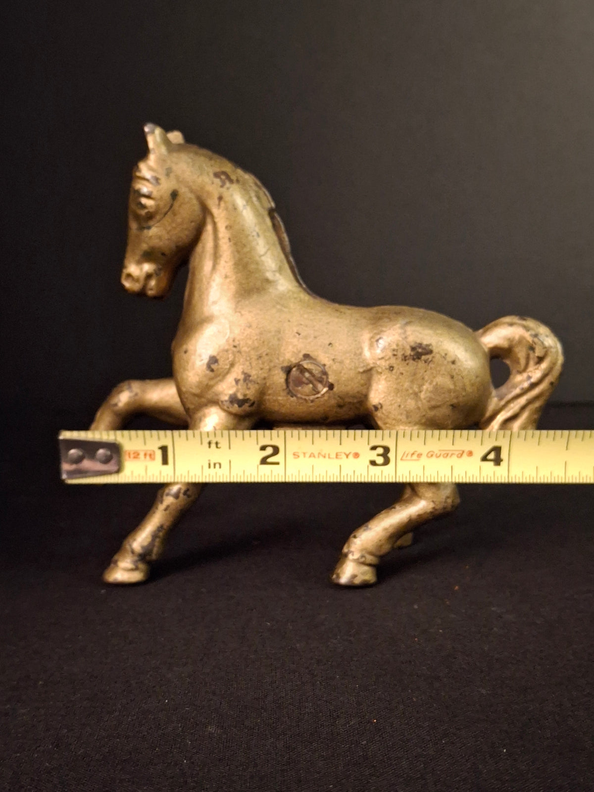 Antique AC Williams Cast Iron Prancing Horse Still Bank Gold Finish c. 1910s