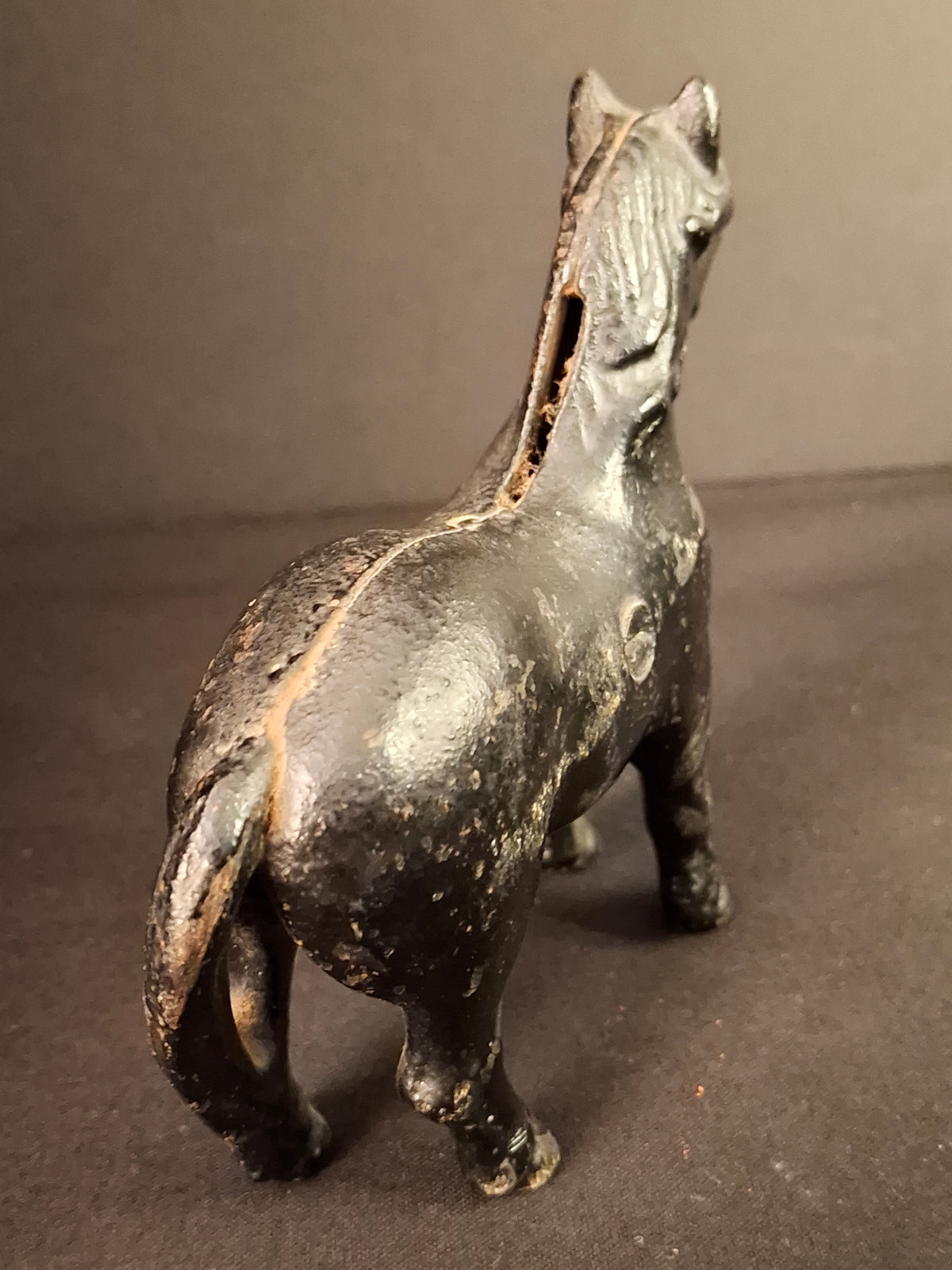 Antique A.C. Williams Cast Iron Beauty Horse Still Coin Bank c. 1910s Black Finish