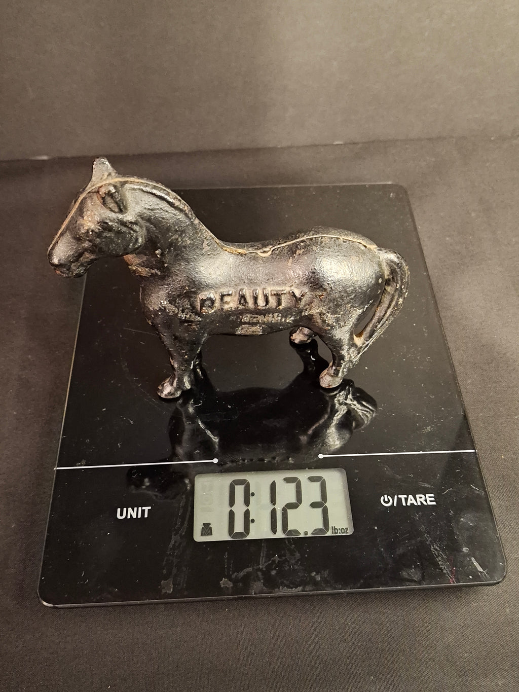 Antique A.C. Williams Cast Iron Beauty Horse Still Coin Bank c. 1910s Black Finish