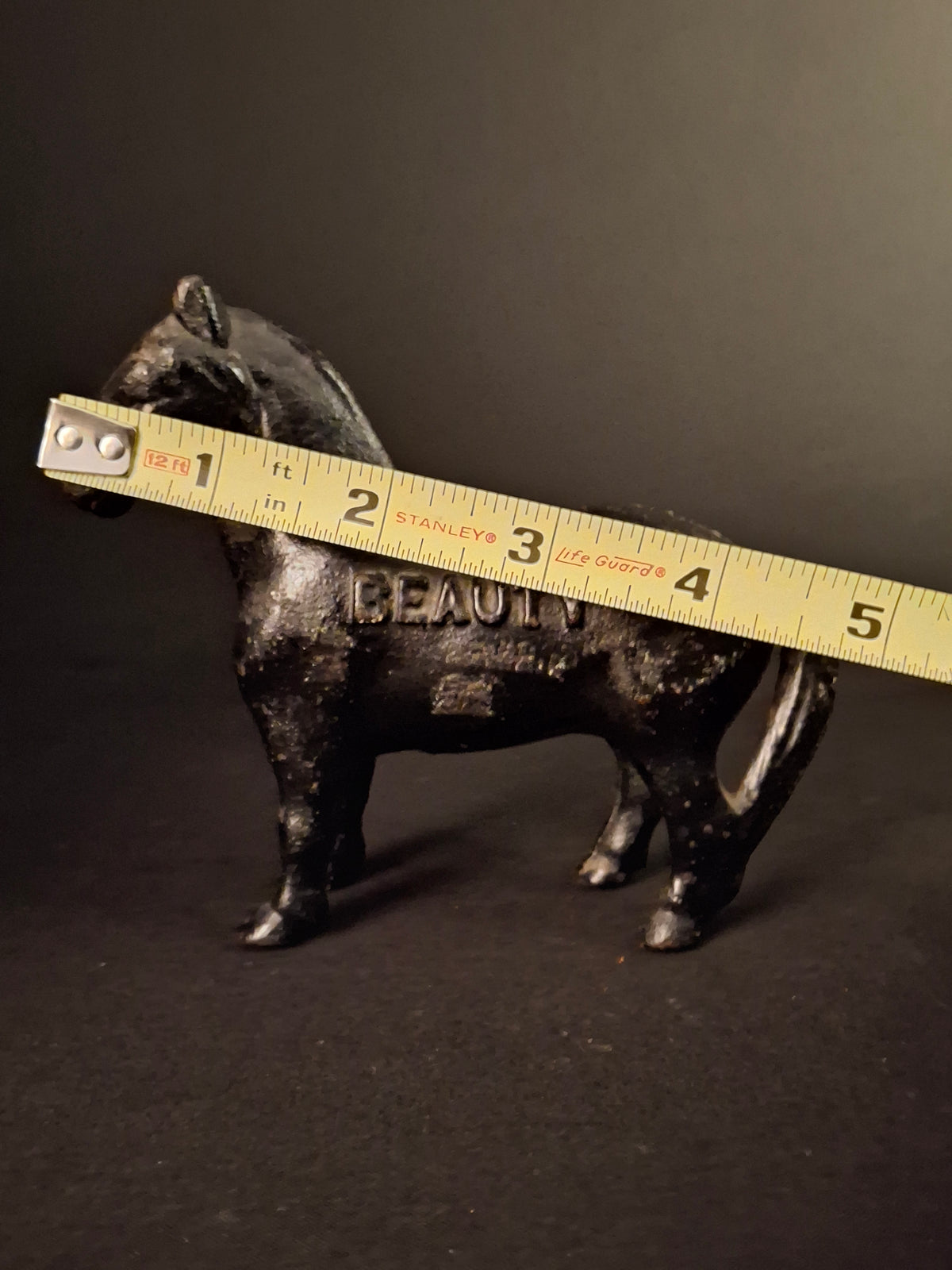 Antique A.C. Williams Cast Iron Beauty Horse Still Coin Bank c. 1910s Black Finish