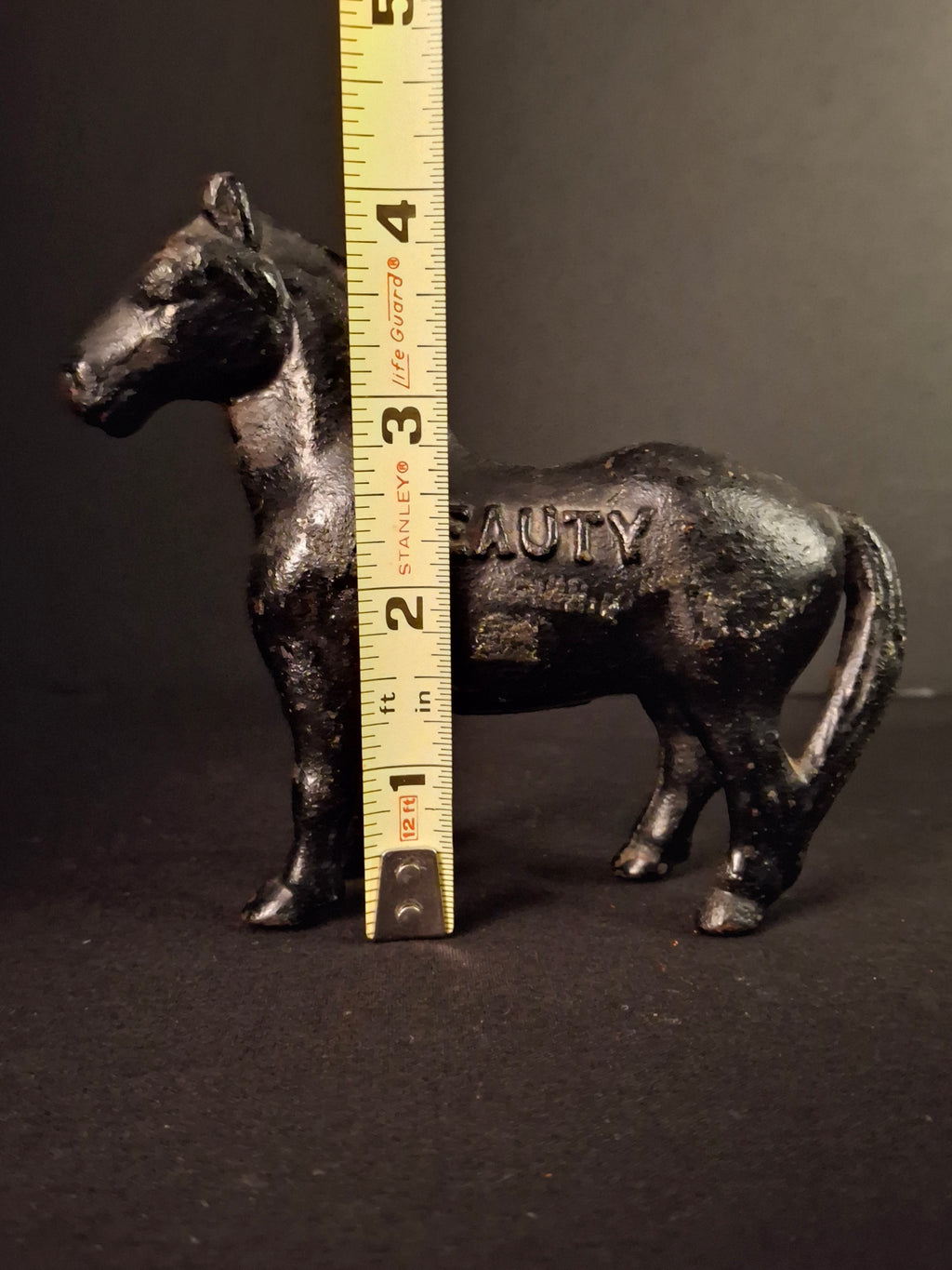 Antique A.C. Williams Cast Iron Beauty Horse Still Coin Bank c. 1910s Black Finish