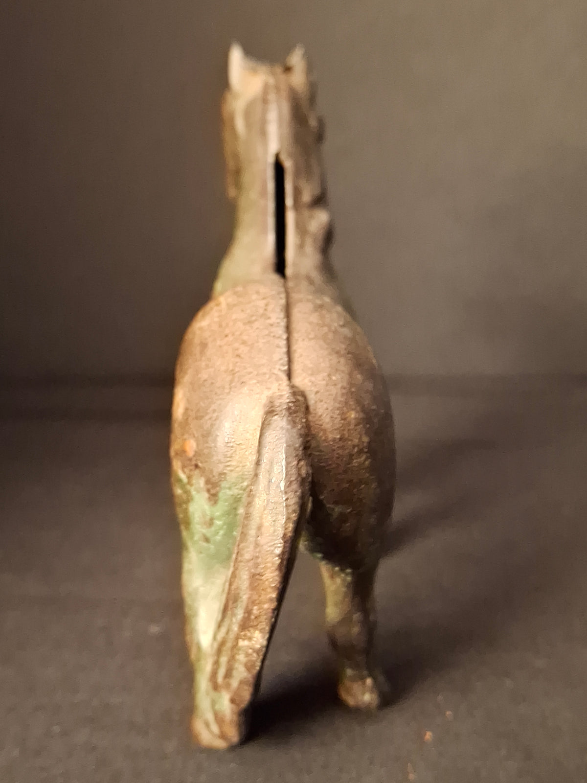 Antique AC Williams Cast Iron Standing Horse Still Bank c 1910 Green Paint Patina