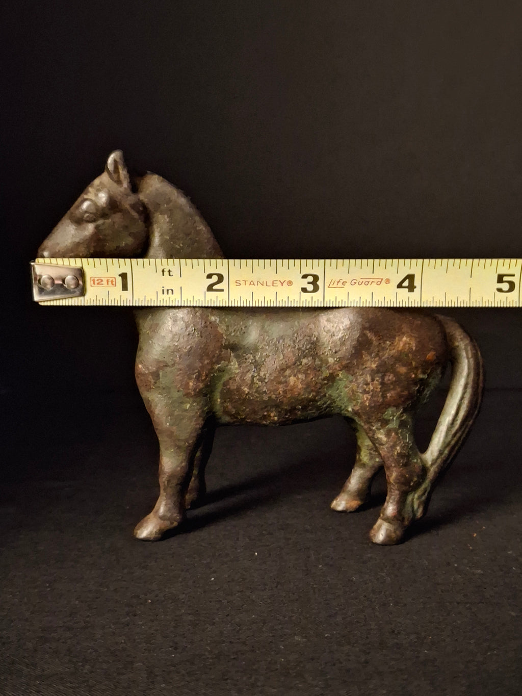 Antique AC Williams Cast Iron Standing Horse Still Bank c 1910 Green Paint Patina