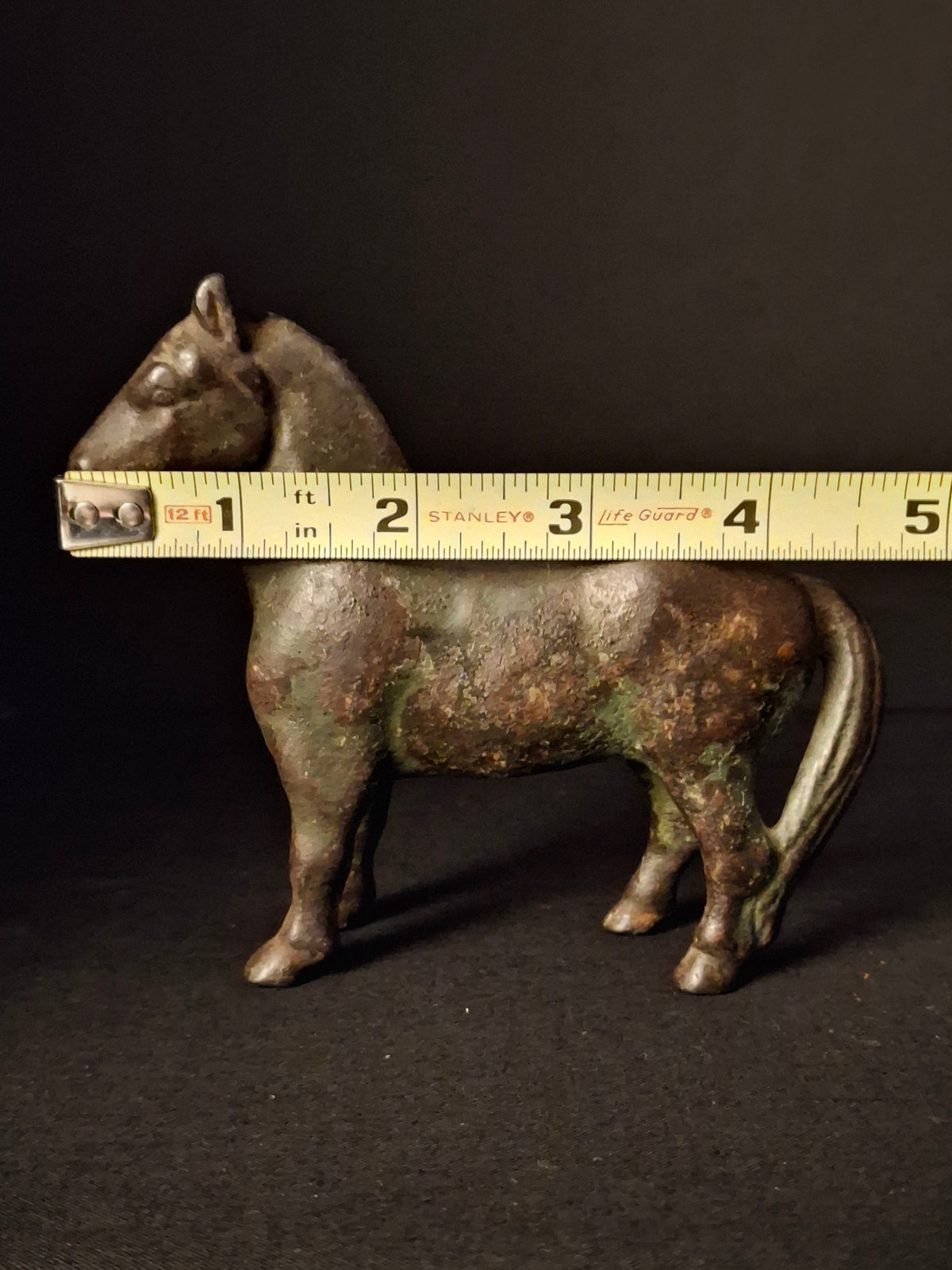 Antique AC Williams Cast Iron Standing Horse Still Bank c 1910 Green Paint Patina