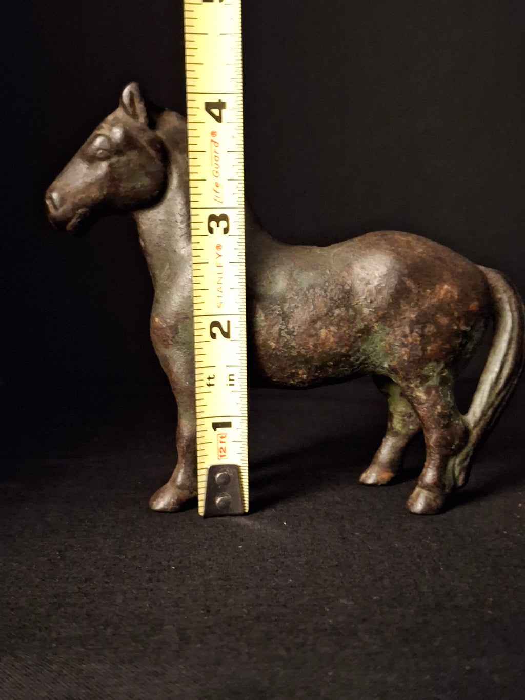 Antique AC Williams Cast Iron Standing Horse Still Bank c 1910 Green Paint Patina