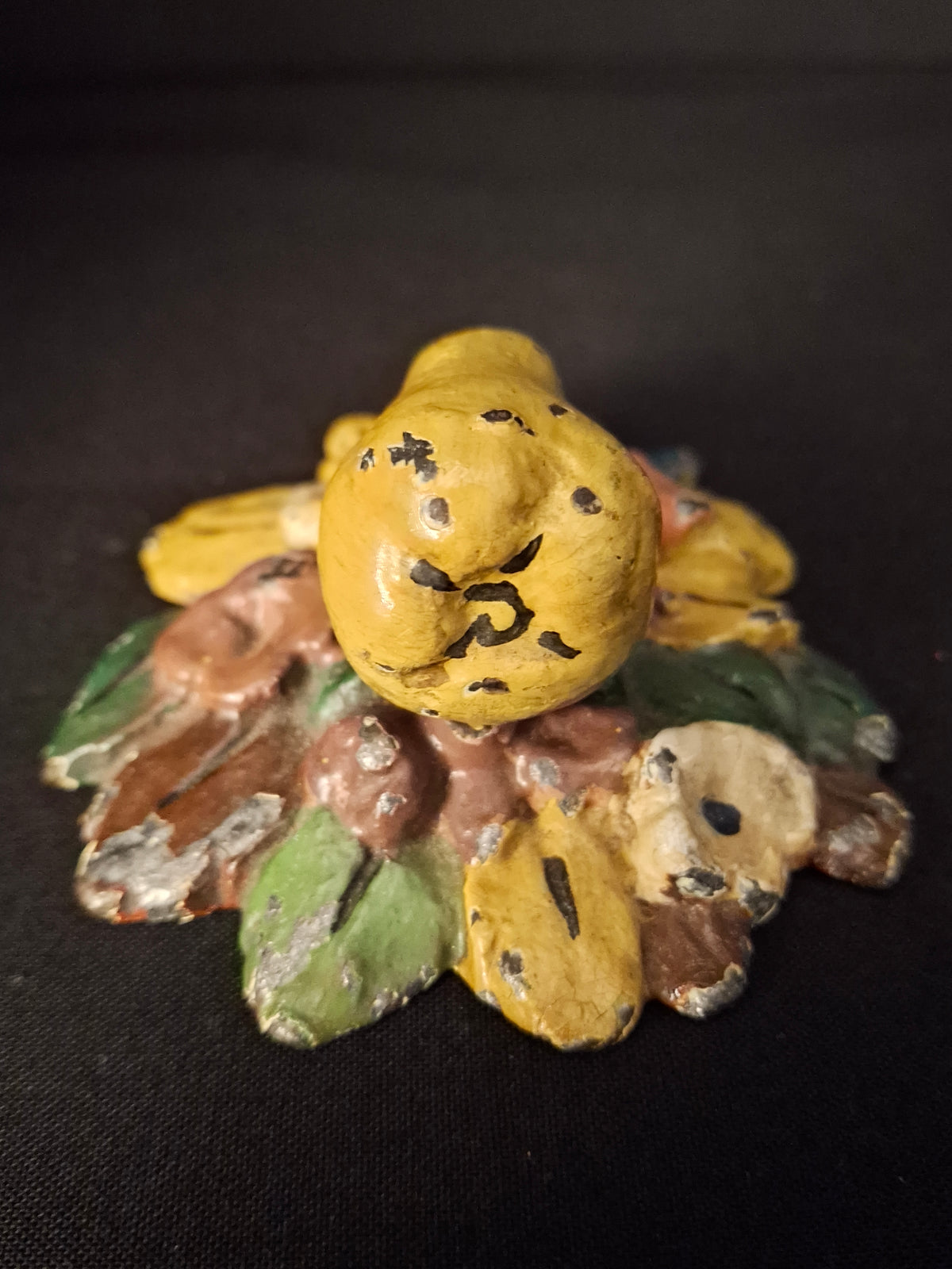 Antique Hubley Cast Iron Pear Floral Door Knocker Original Polychrome Paint C 1920