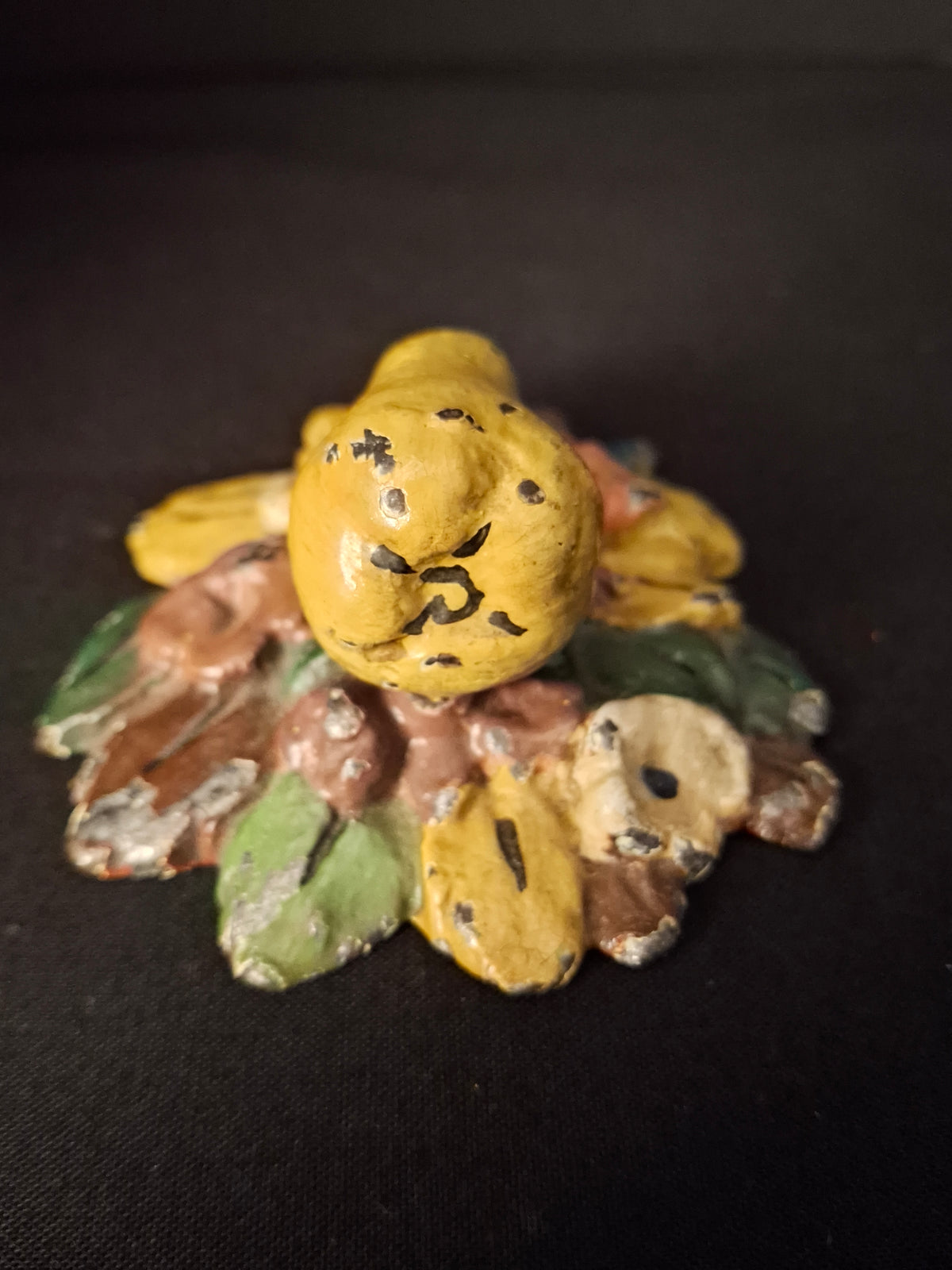 Antique Hubley Cast Iron Pear Floral Door Knocker Original Polychrome Paint C 1920