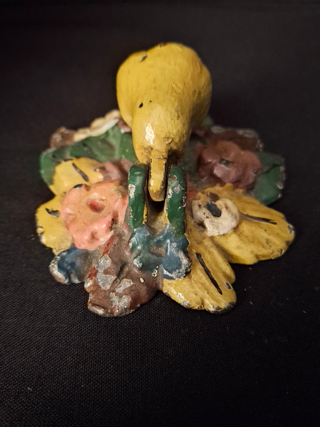 Antique Hubley Cast Iron Pear Floral Door Knocker Original Polychrome Paint C 1920