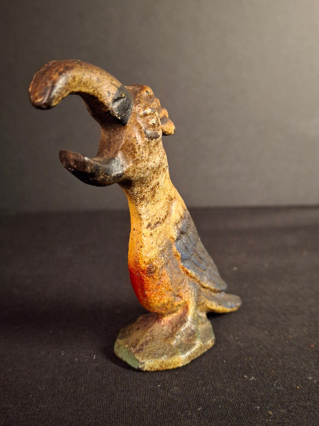 Vintage Cast Iron Parrot Bottle Opener Original Paint John Wright Wilton 1940s