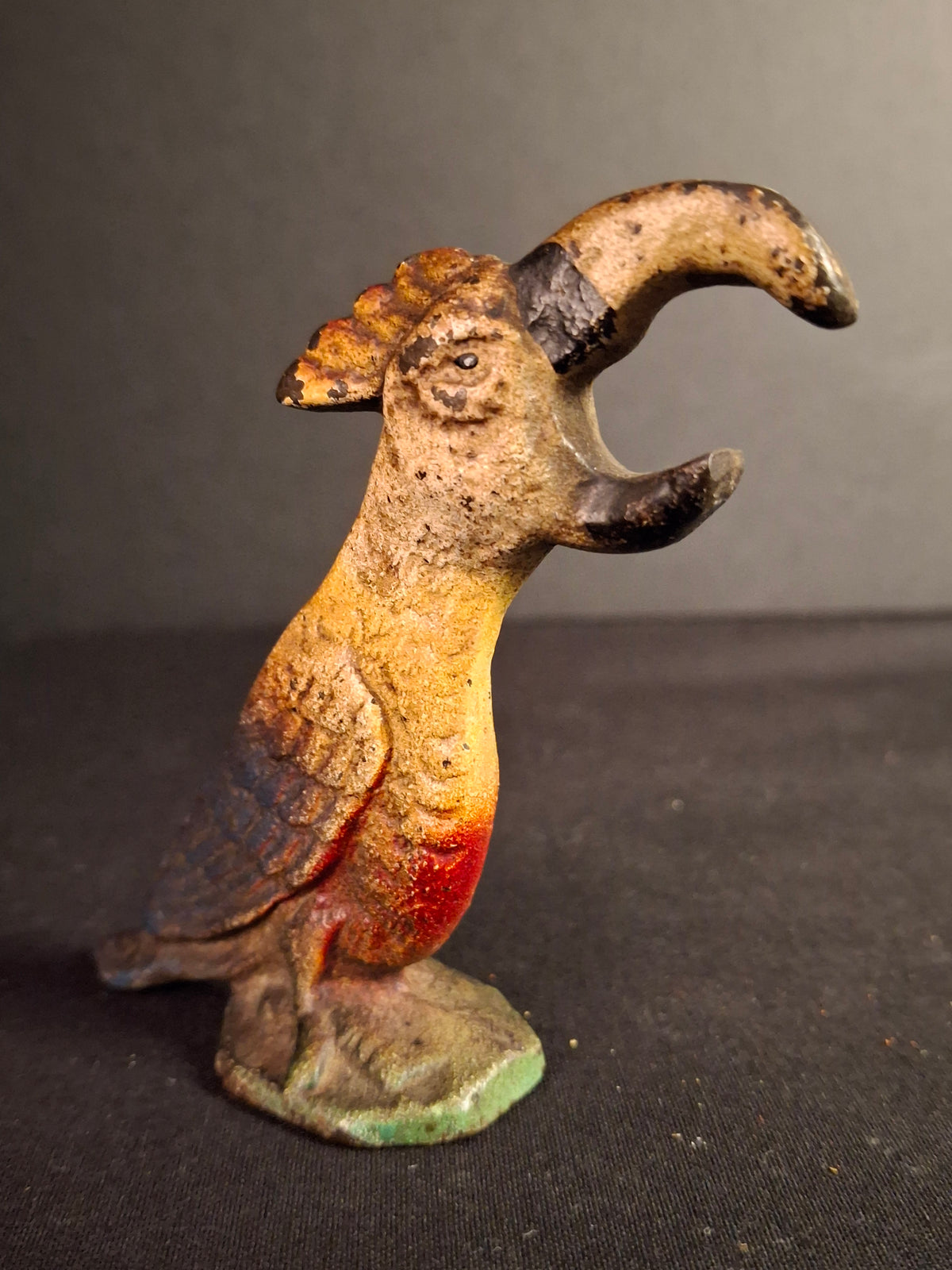 Vintage Cast Iron Parrot Bottle Opener Original Paint John Wright Wilton 1940s
