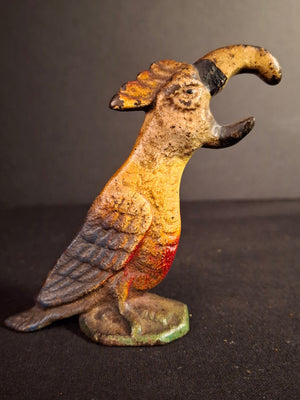 Vintage Cast Iron Parrot Bottle Opener Original Paint John Wright Wilton 1940s